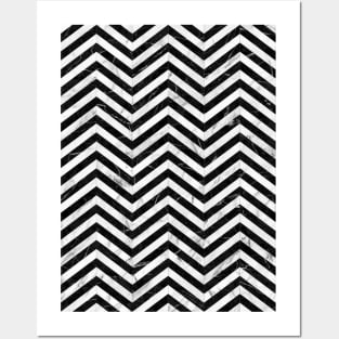 Marble Chevron Pattern - Black and White Posters and Art